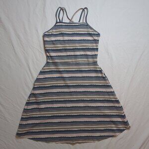 Pact Striped Cross Strap Fit & Flare Dress, Size Medium